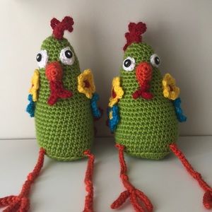 LAST CHANCE Two crochet chickens or roosters
